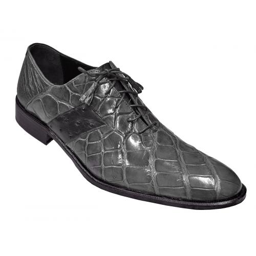 Fennix Italy Medium Grey Genuine Alligator / Ostrich Shoes 3432